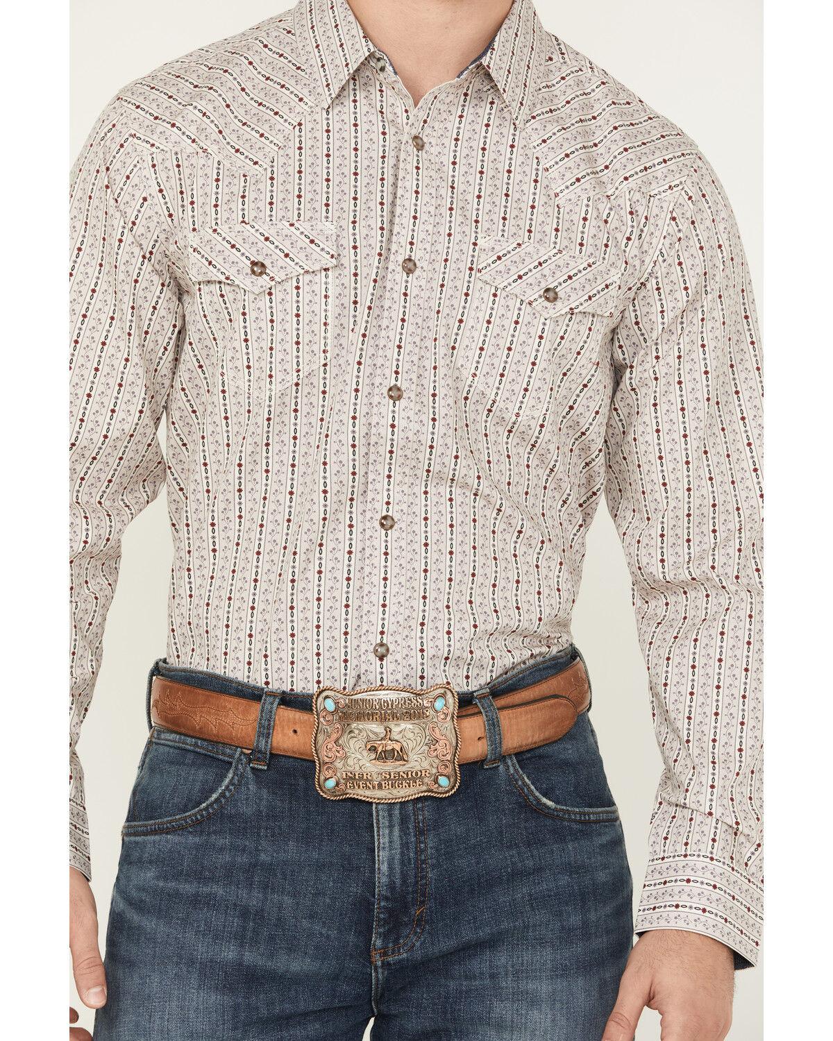 Moonshine Spirit Men's Trench Town Striped Long Sleeve Snap Western Shirt