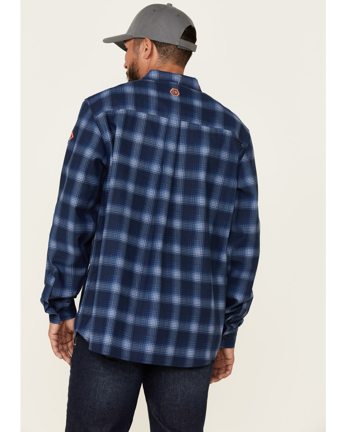 Hawx Men's FR Plaid Print Long Sleeve Button-Down Work Shirt