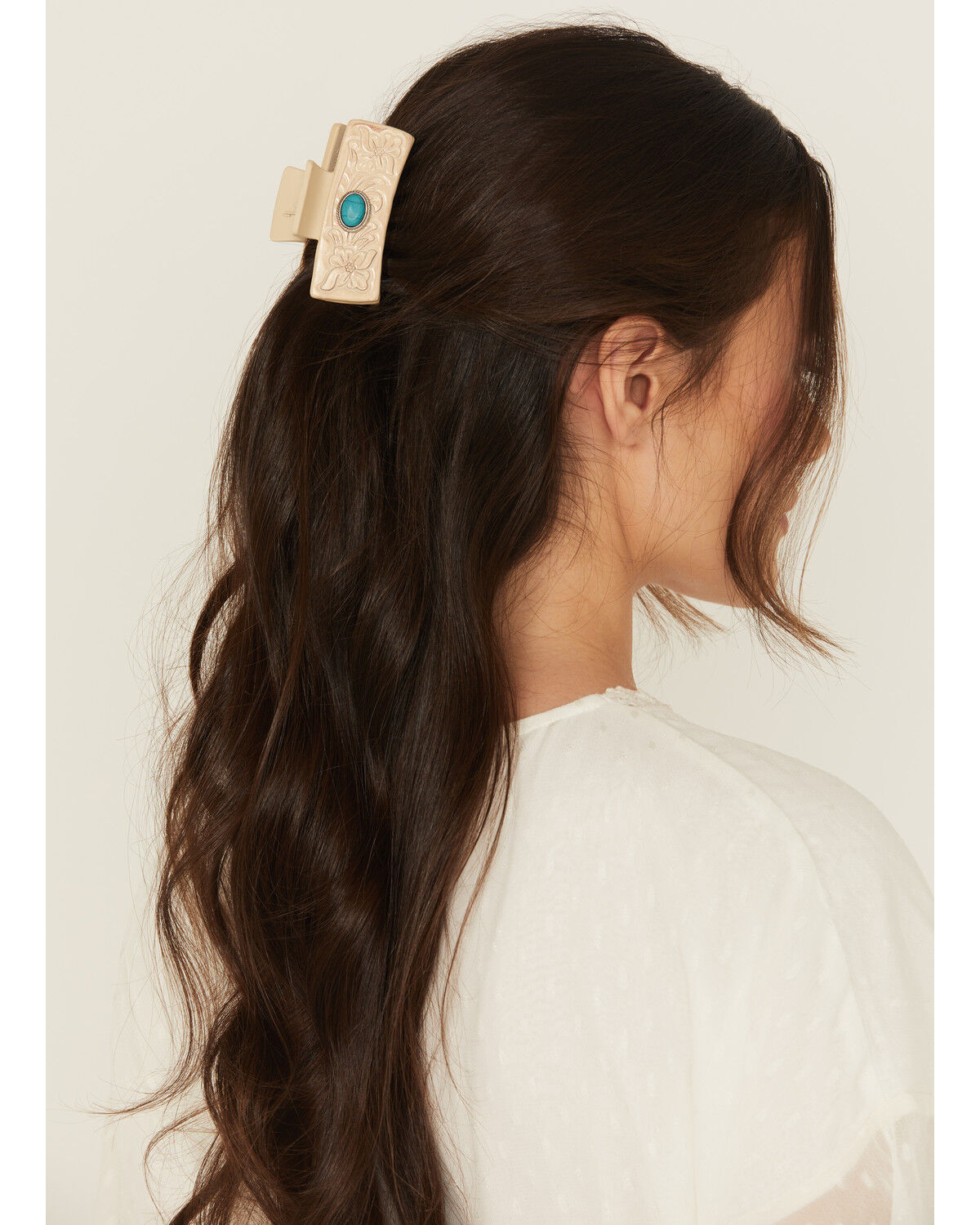 Shyanne Women's Tooled Floral Leather Hair Clip