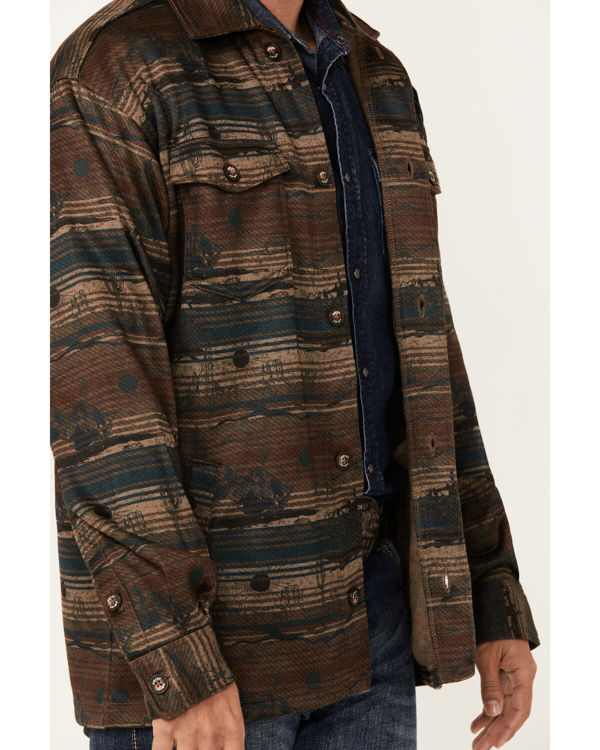 Ariat Men's Caldwell Desert Striped Print Long Sleeve Button-Down Shacket