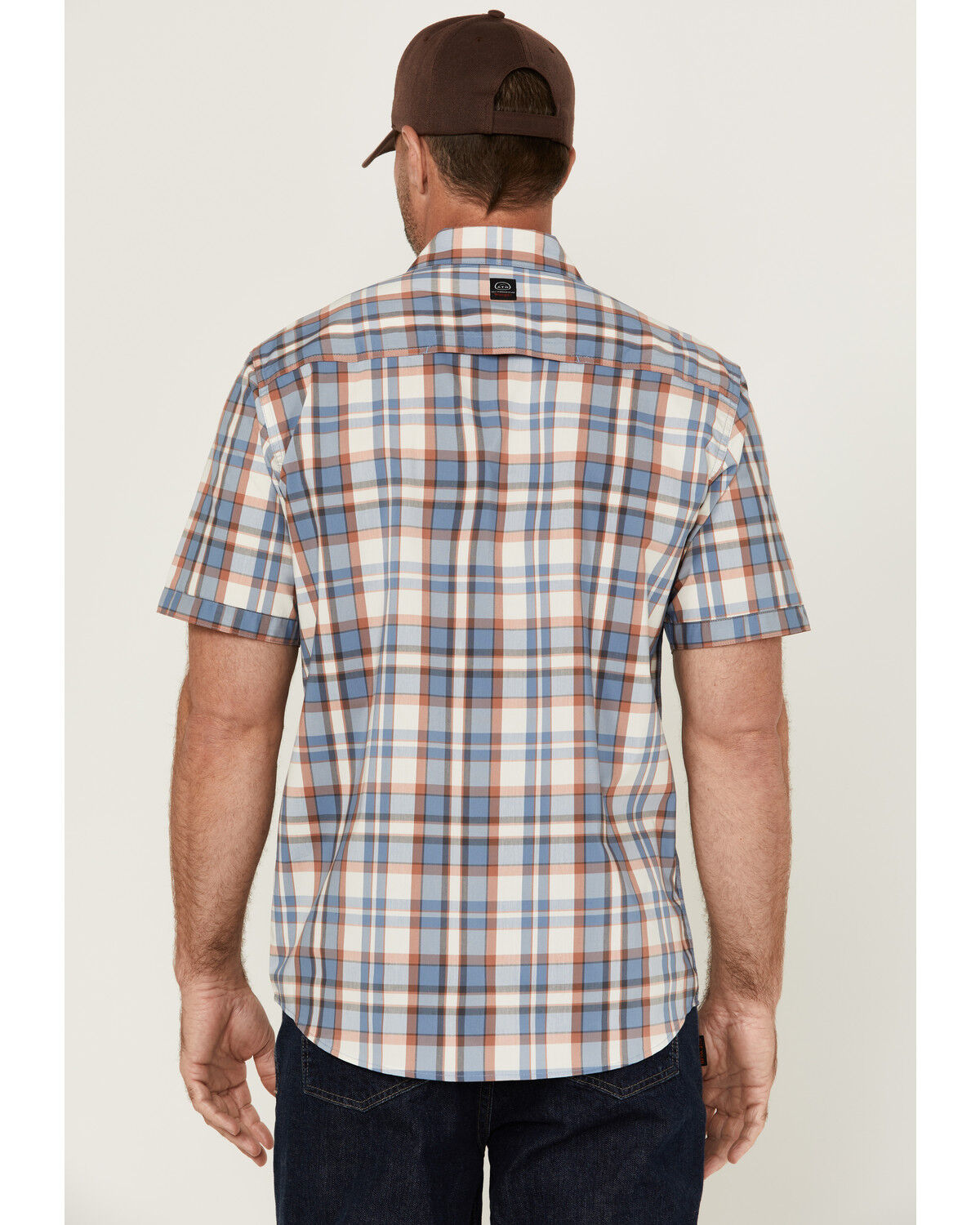ATG by Wrangler Asymmetric Plaid Print Short Sleeve Button-Down Performance Western Shirt