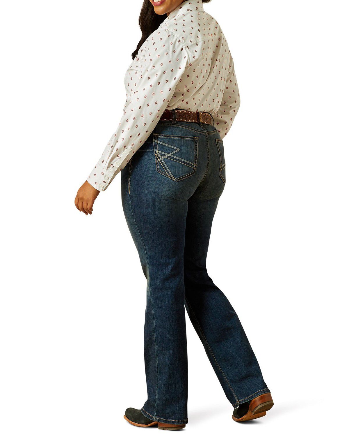 Ariat Women's R.E.A.L. Sonia Dark Wash Mid Rise Bootcut Stretch Denim Jeans - Plus