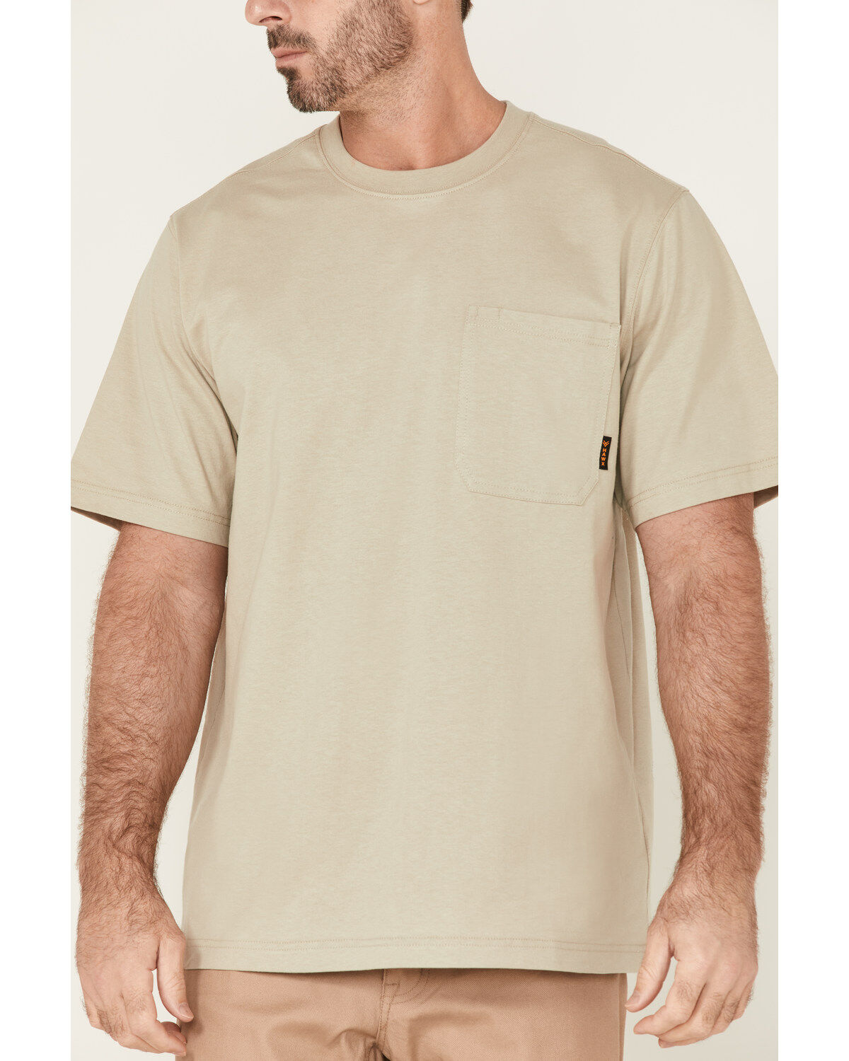 Hawx Men's Solid Taupe Force Heavyweight Short Sleeve Work Pocket T-Shirt