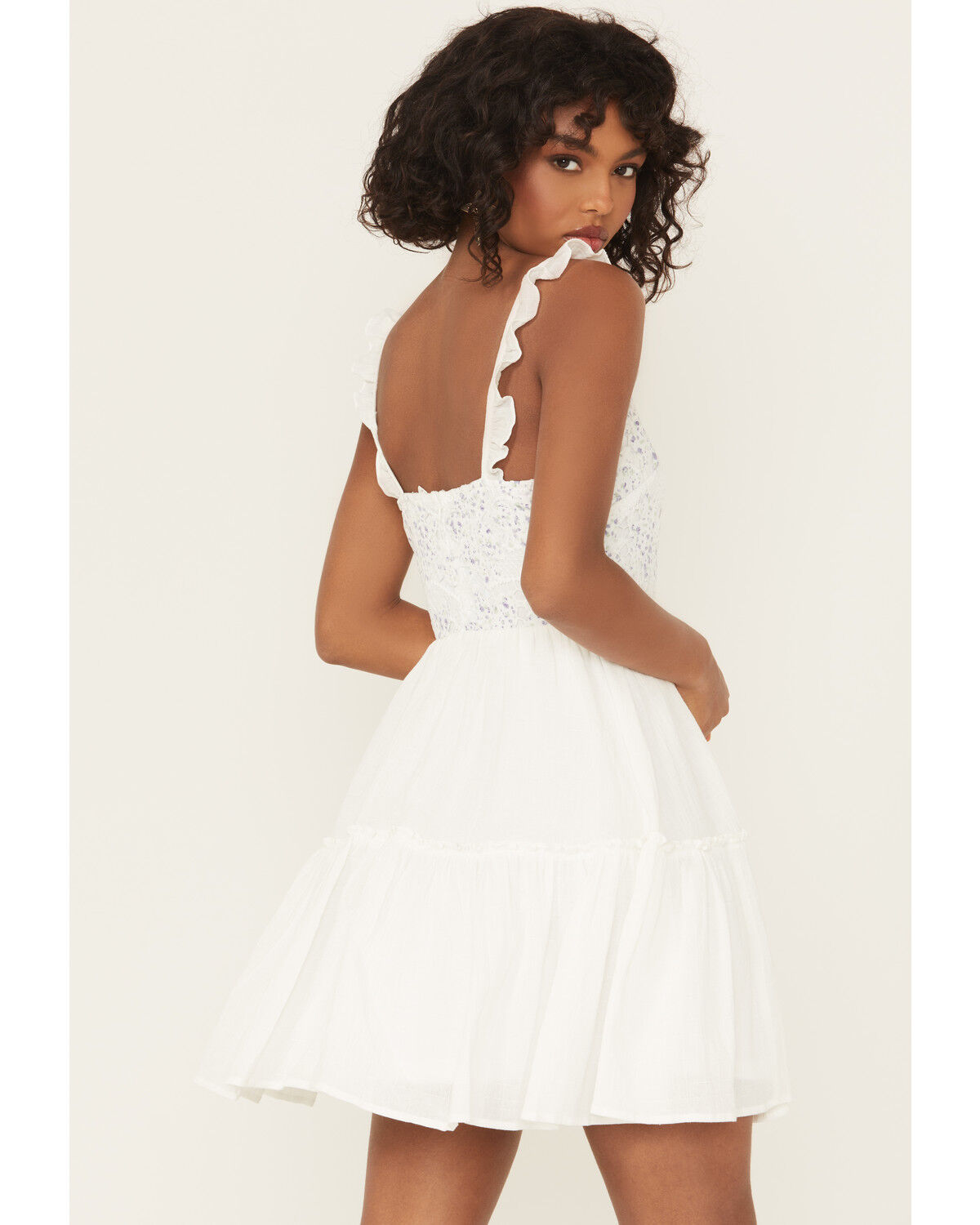 Yura Women's Floral Patched Crochet Mini Dress