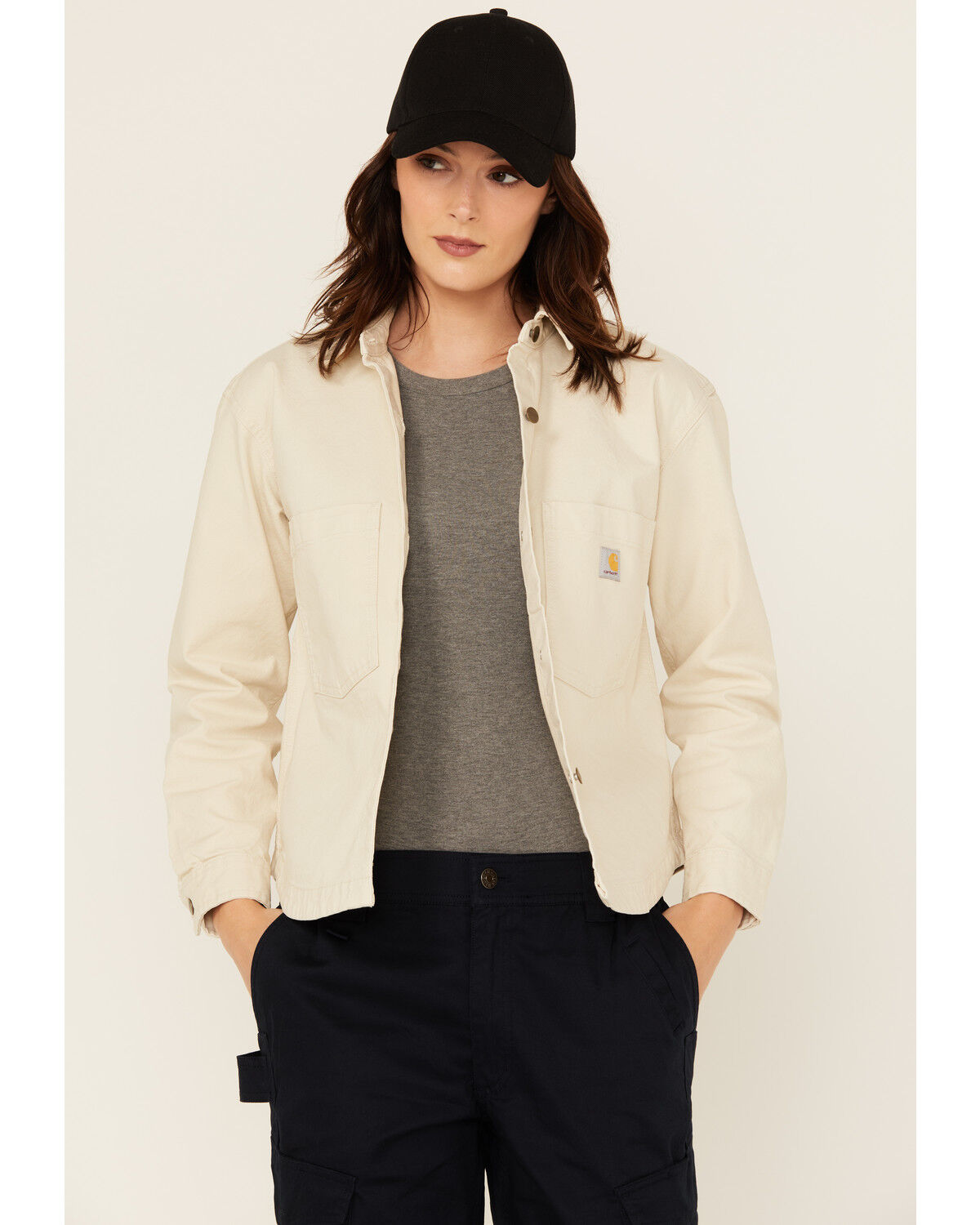 Carhartt Women's Rugged FleX™ Loose Fit Heavyweight Duck Long Sleeve Button-Down Overshirt