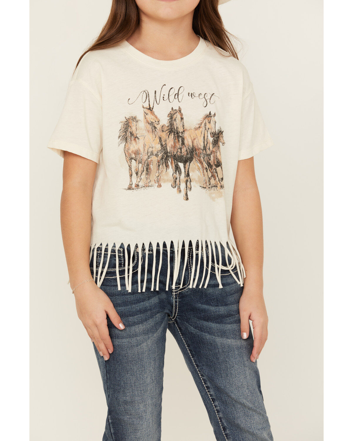 Shyanne Girls' Running Horse Fringe Short Sleeve Tee