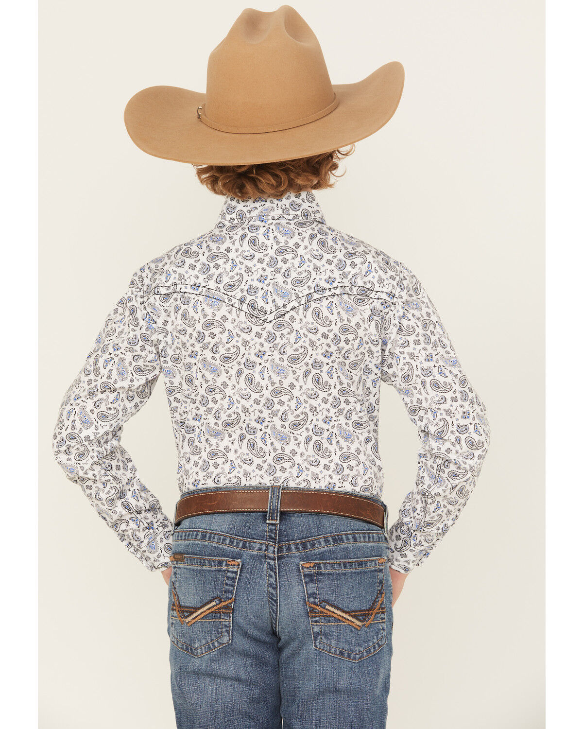 Cowboy Hardware Boys' Paisley Print Long Sleeve Snap Stretch Western Shirt