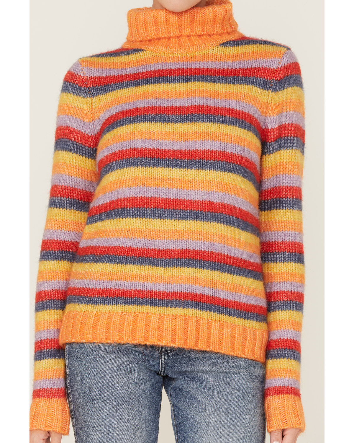 Wrangler Women's Stripe Knit Turtleneck Sweater