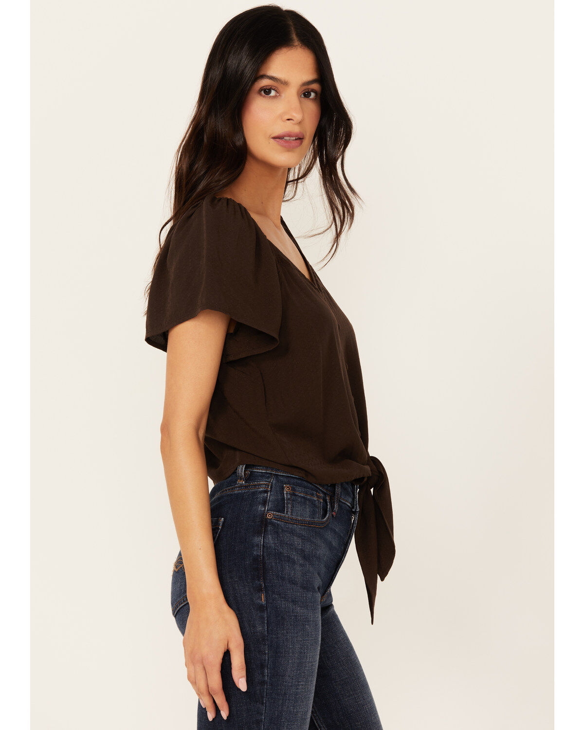 Idyllwind Women's Tern Flutter Sleeve Tie Front Top