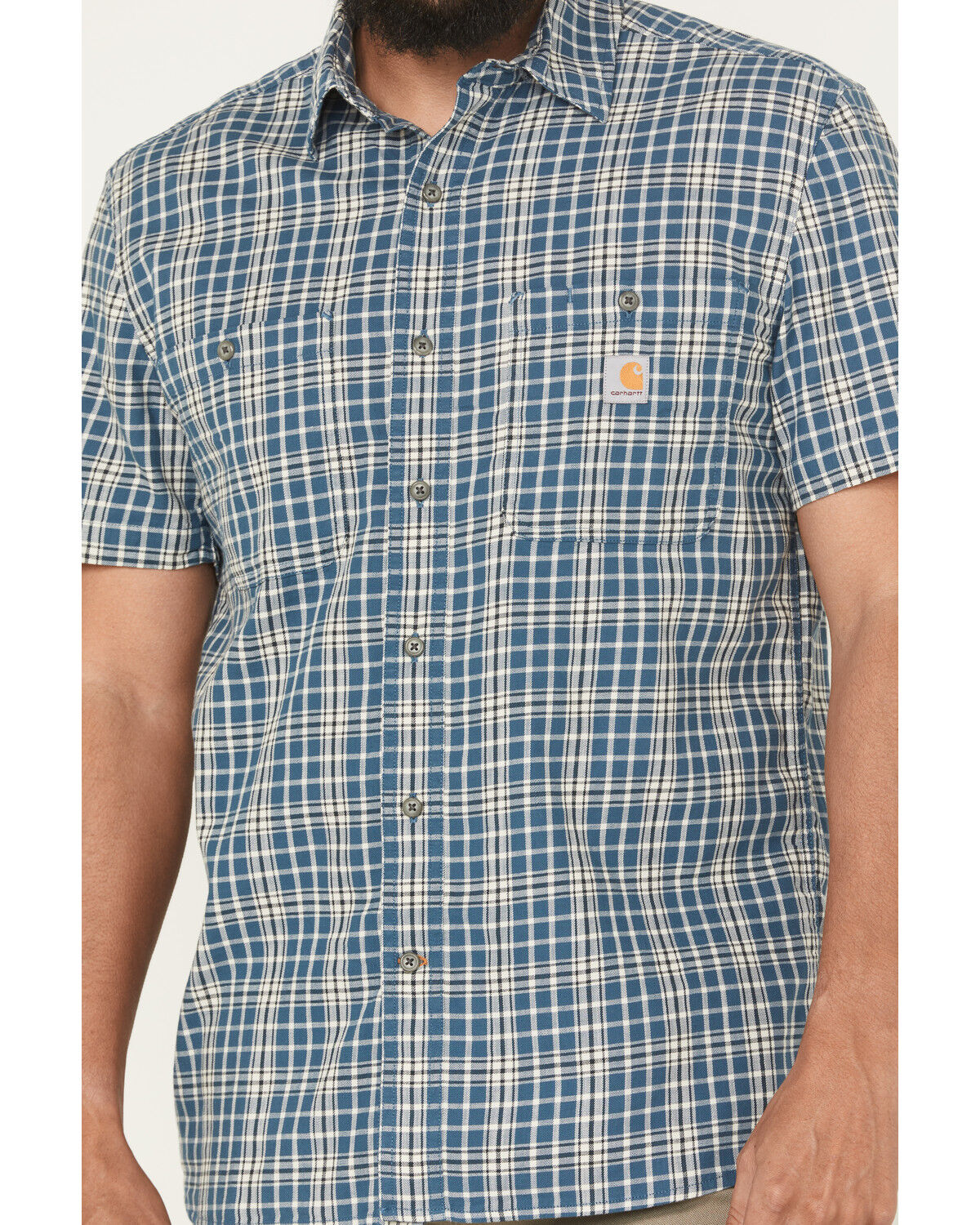 Carhartt Men's Rugged FleX&trade; Relaxed Fit Lightweight Plaid Print Short Sleeve Button-Down Work Shirt