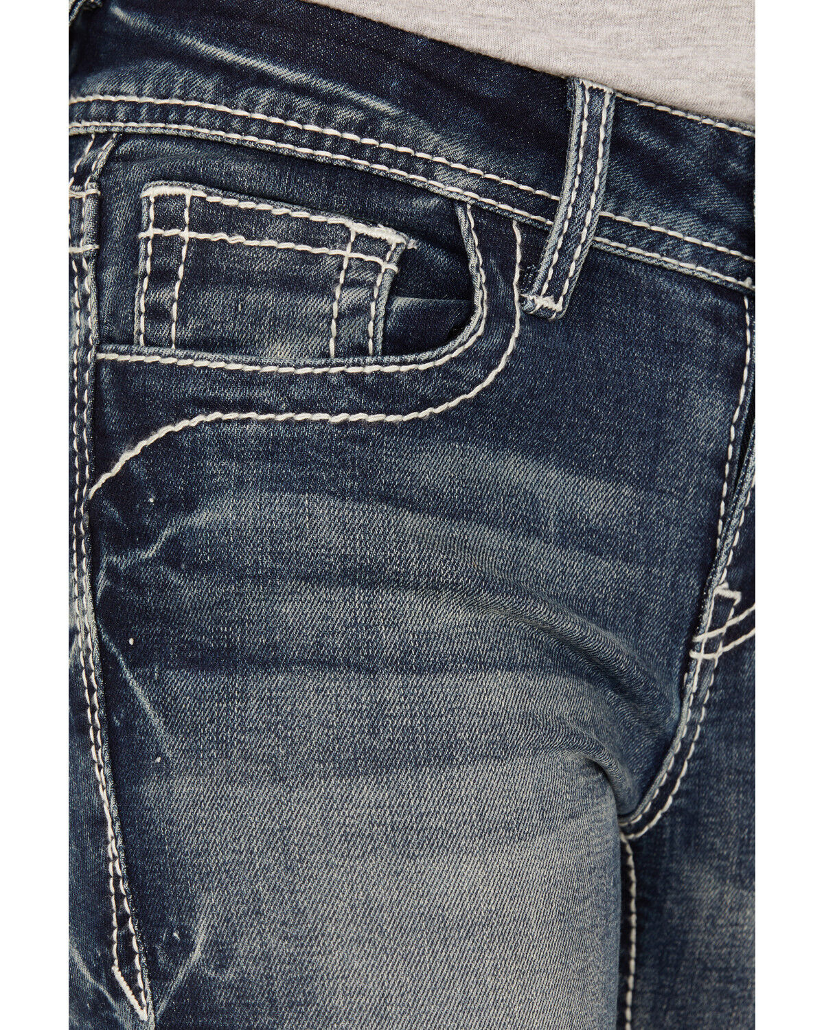 Grace In LA Girls' Leaf Embroidered Flare Stretch Denim Jeans