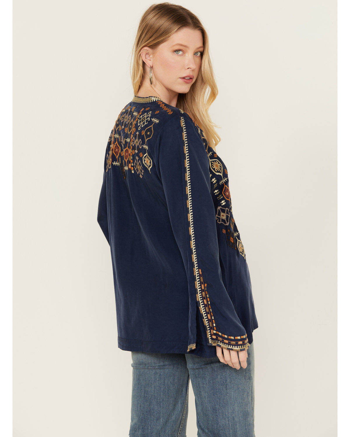 Johnny Was Women's Embroidered Long Sleeve Shirt