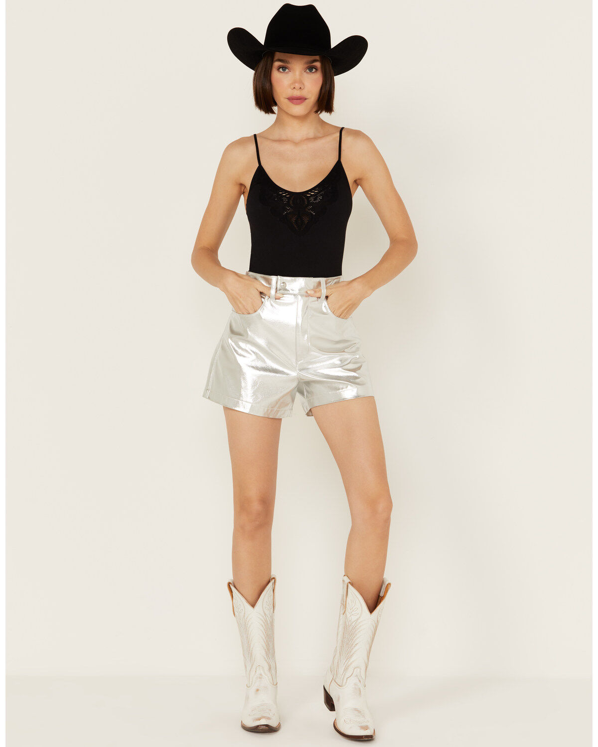 BLANKNYC Women's High Rise Metallic Shorts