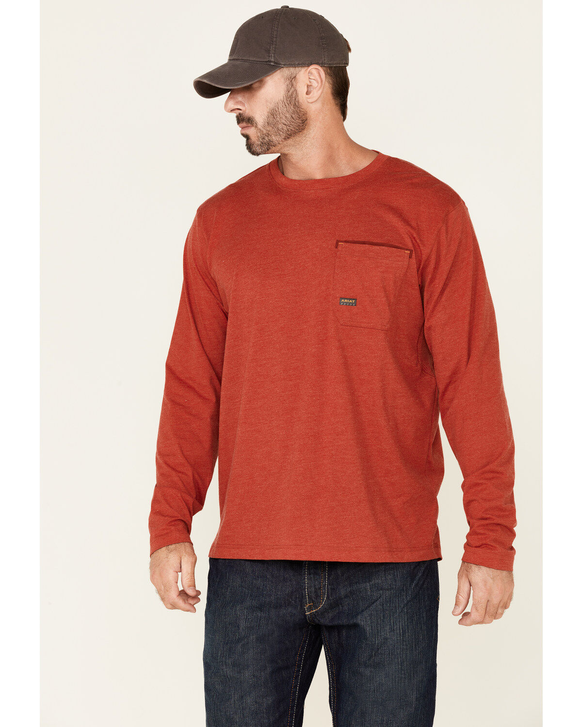Ariat Men's Rebar Workman Alloy Flag Graphic Long Sleeve Work Pocket T-Shirt