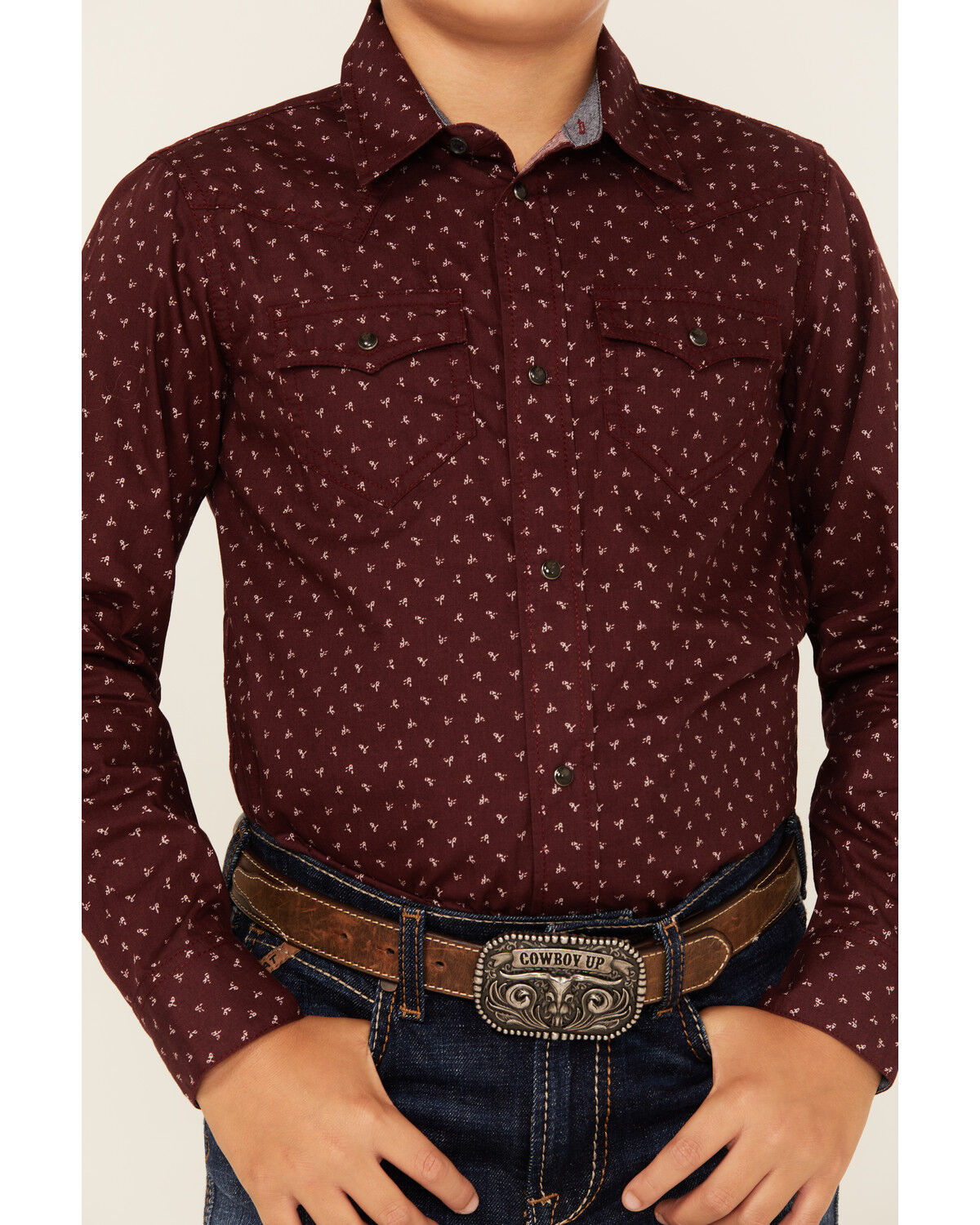 Cody James Boys' Williams Geo Print Long Sleeve Snap Western Shirt