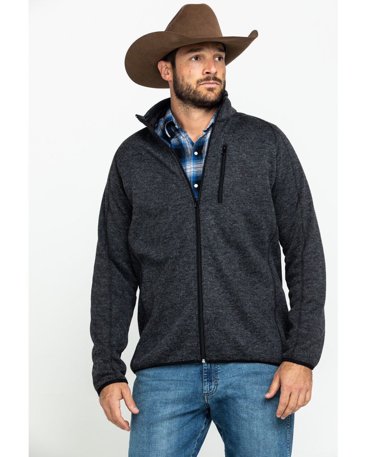 Stetson Men's Charcoal Fuzzy Bonded Sweater