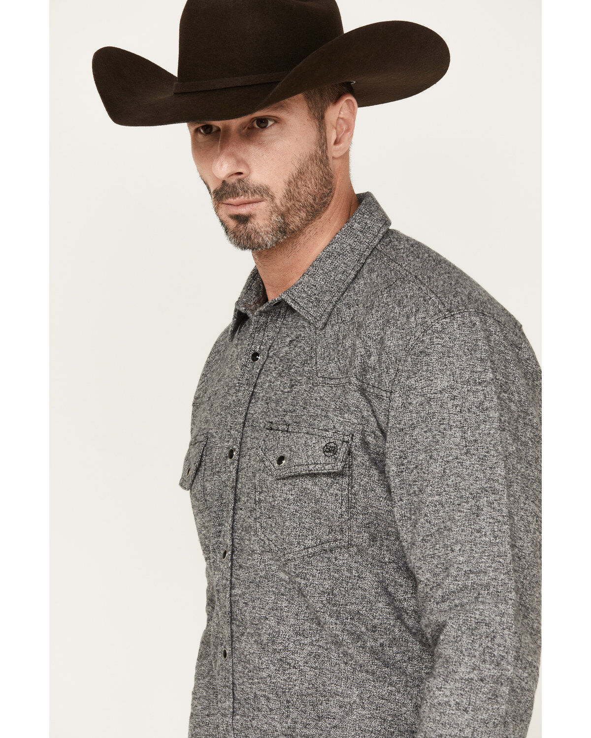 Blue Ranchwear Men's Jasper Heather Long Sleeve Snap Flannel Shirt