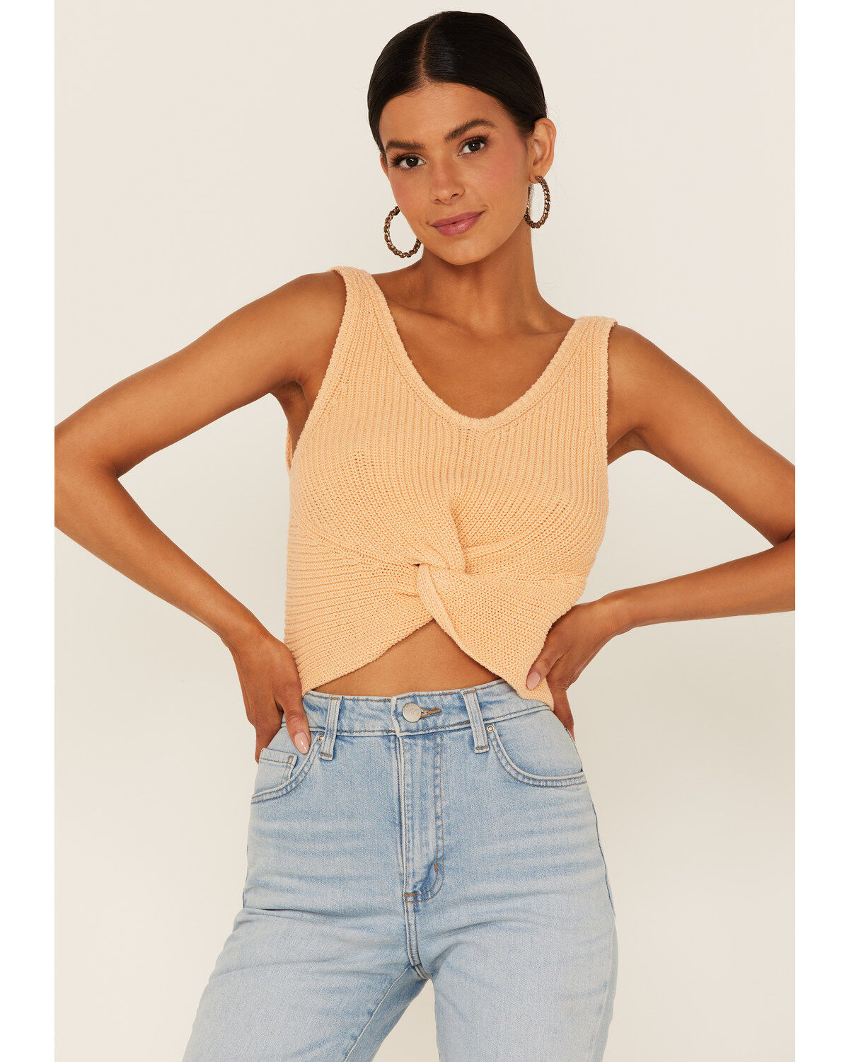 Shyanne Women's Peach Twist Front Sweater Tank
