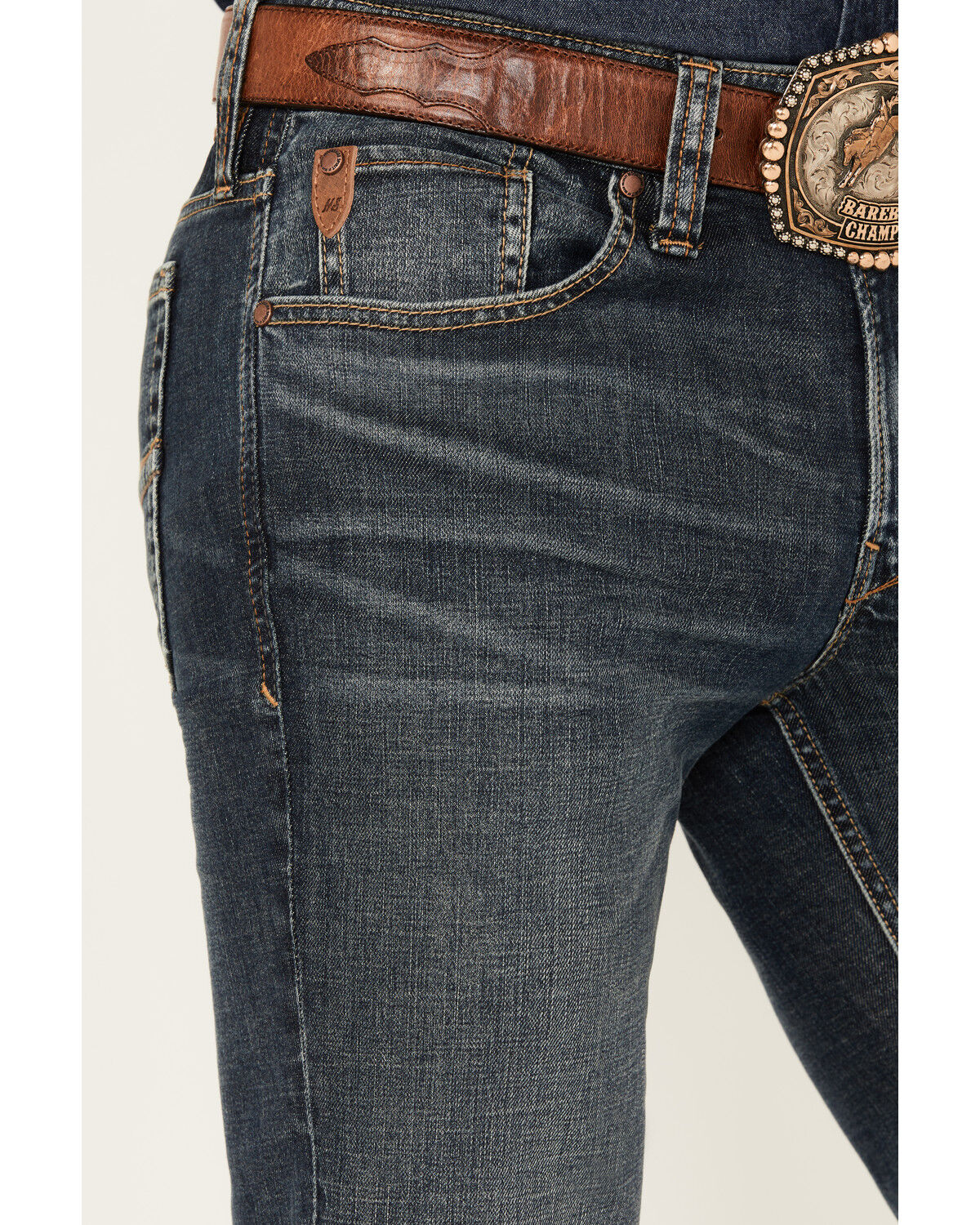 Moonshine Spirit Men's Pantera Dark Wash Slim Straight Stretch Denim Jeans