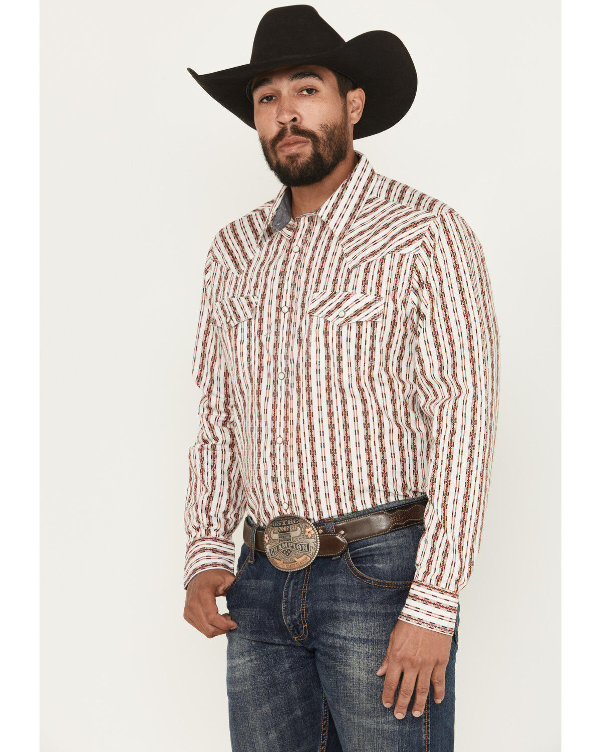 Moonshine Spirit Men's Racer Striped Print Long Sleeve Snap Western Shirt