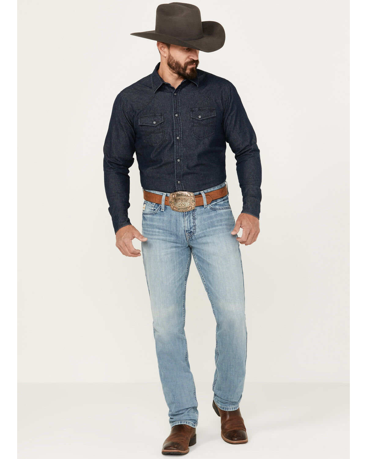 Cinch Men's Light Wash Slim Straight Performance Stretch Denim