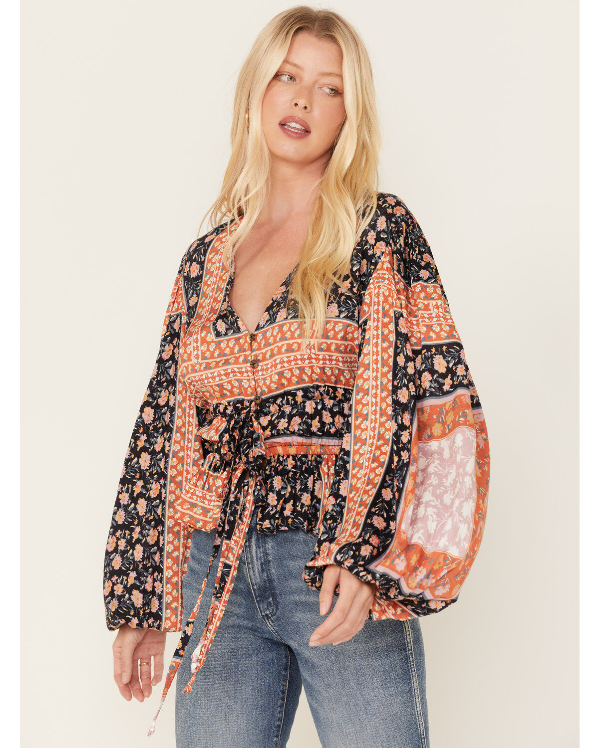 Jen's Pirate Booty Women's Roma Floral Patchwork Print Top