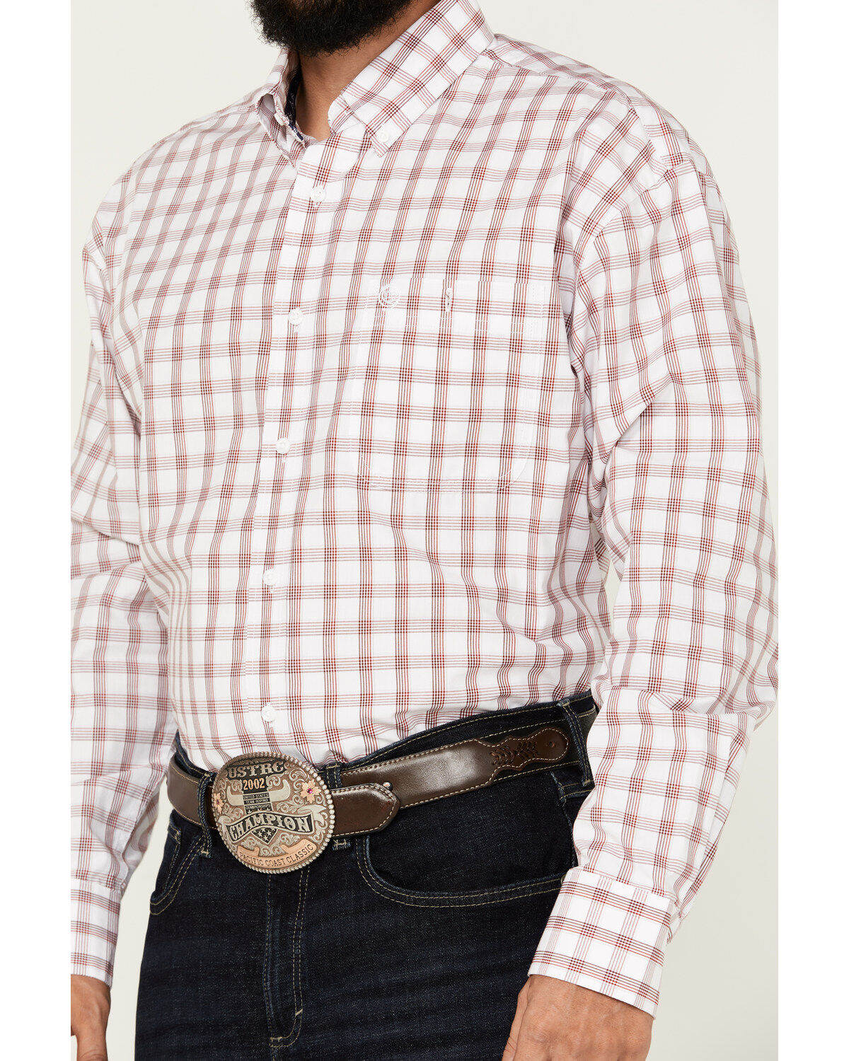 George Strait by Wrangler Men's Checkered Print Long Sleeve Button-Down Shirt