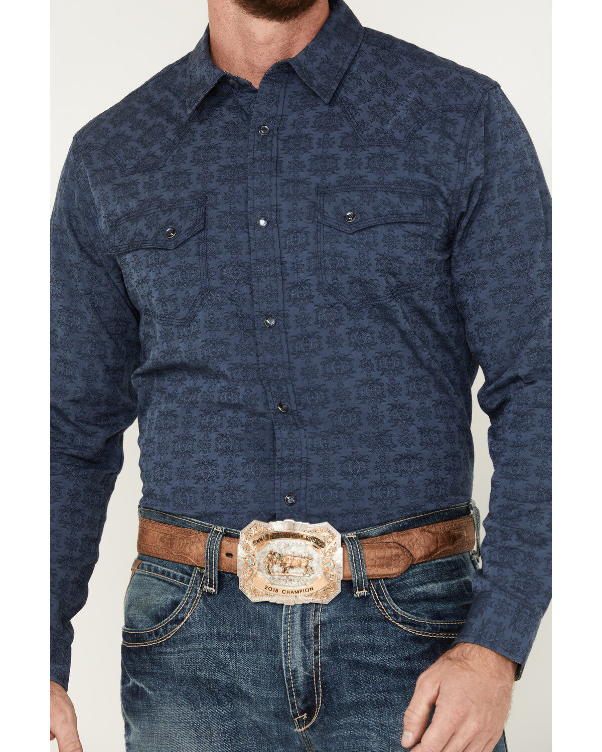 Moonshine Spirit Men's Show Stopper Floral Print Long Sleeve Western Snap Shirt