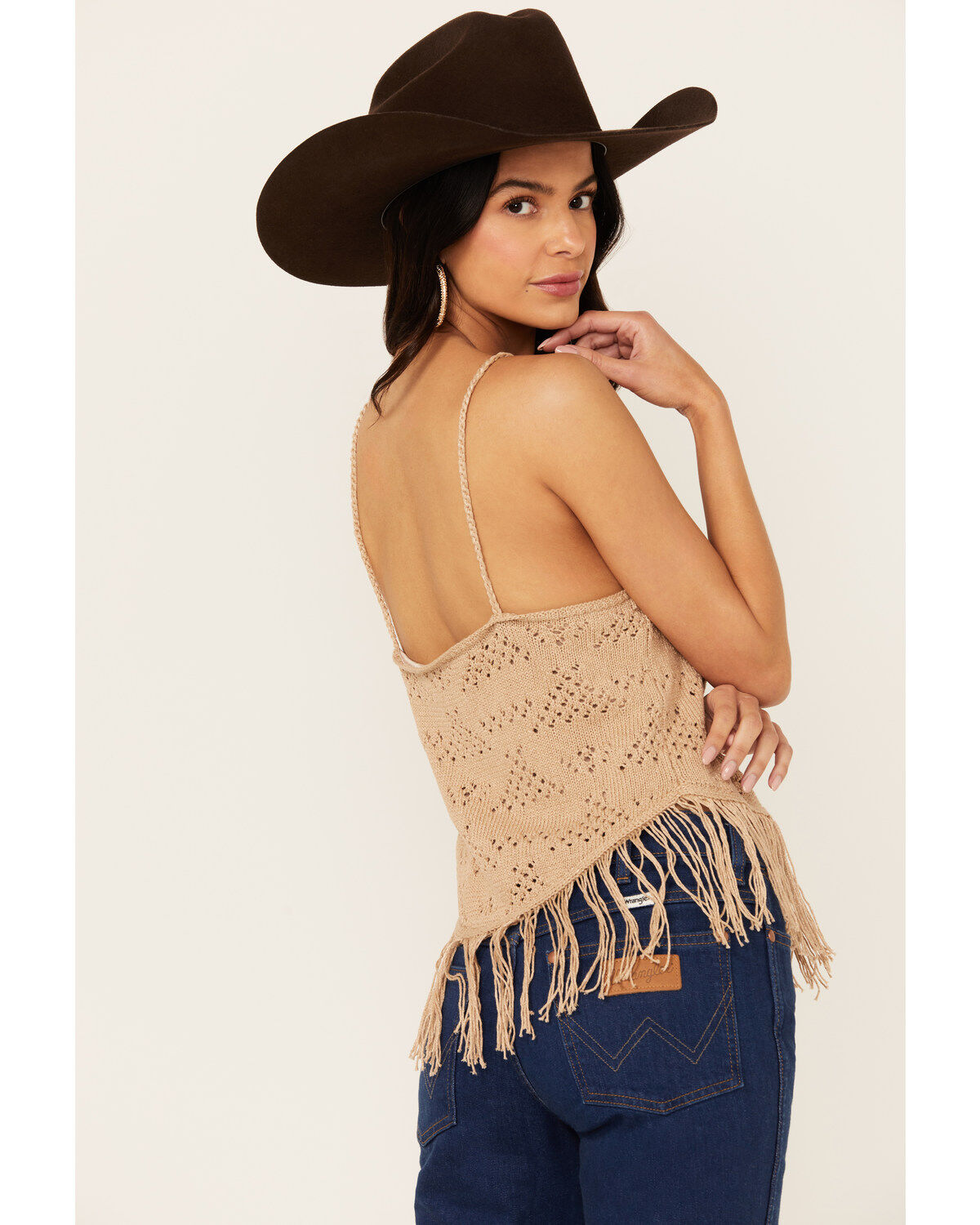 Shyanne Women's Hankie Hem Fringe Sweater Tank