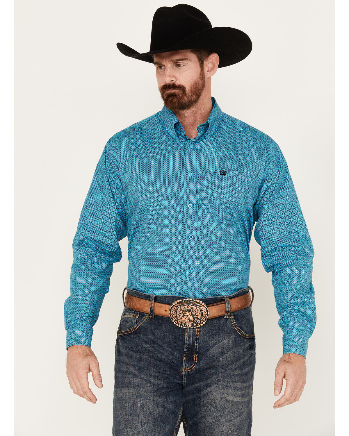 Cinch Men's Geo Print Long Sleeve Button-Down Western Shirt