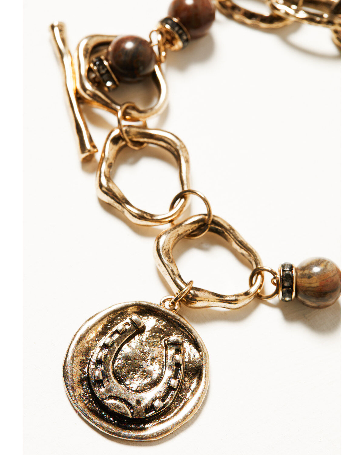 Shyanne Women's Summer Moon Antique Gold T-Bar Chain Bracelet