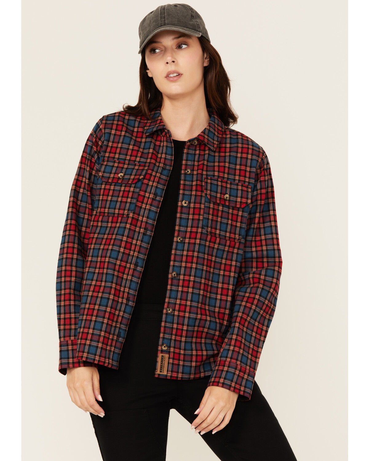 Lucky Brand Workwear Women's Hunter Plaid Print Long Sleeve Button-Down Flannel Shirt