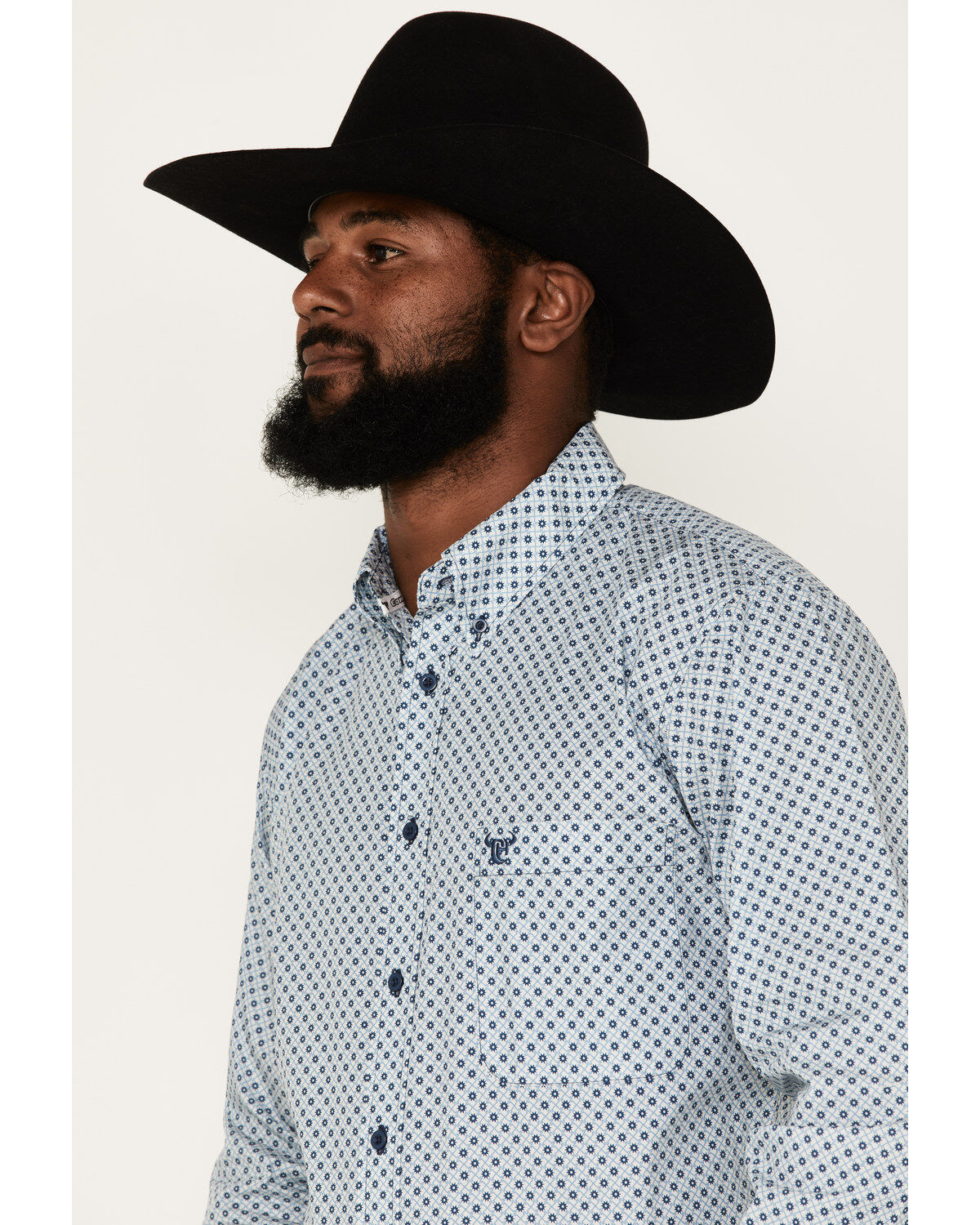 Cowboy Hardware Men's Diamond Star Print Long Sleeve Button-Down Western Shirt