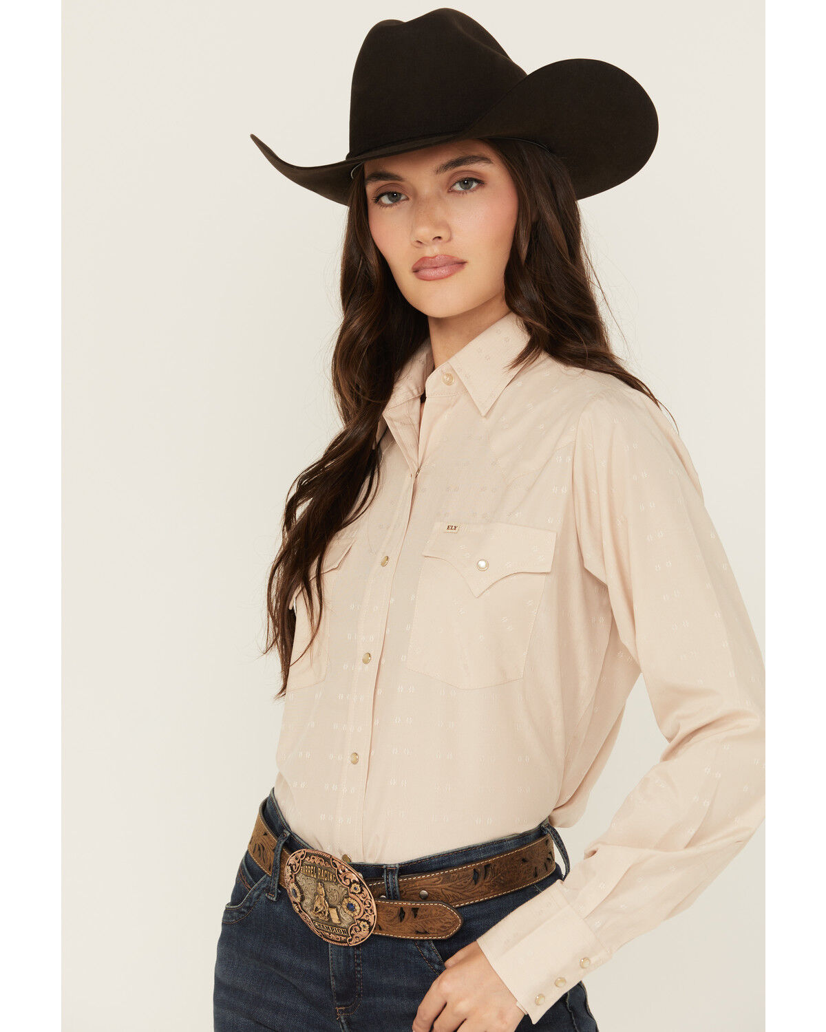 Cowboygirl by Jenna Paulette Women's Solid Long Sleeve Pearl Snap Western Shirt