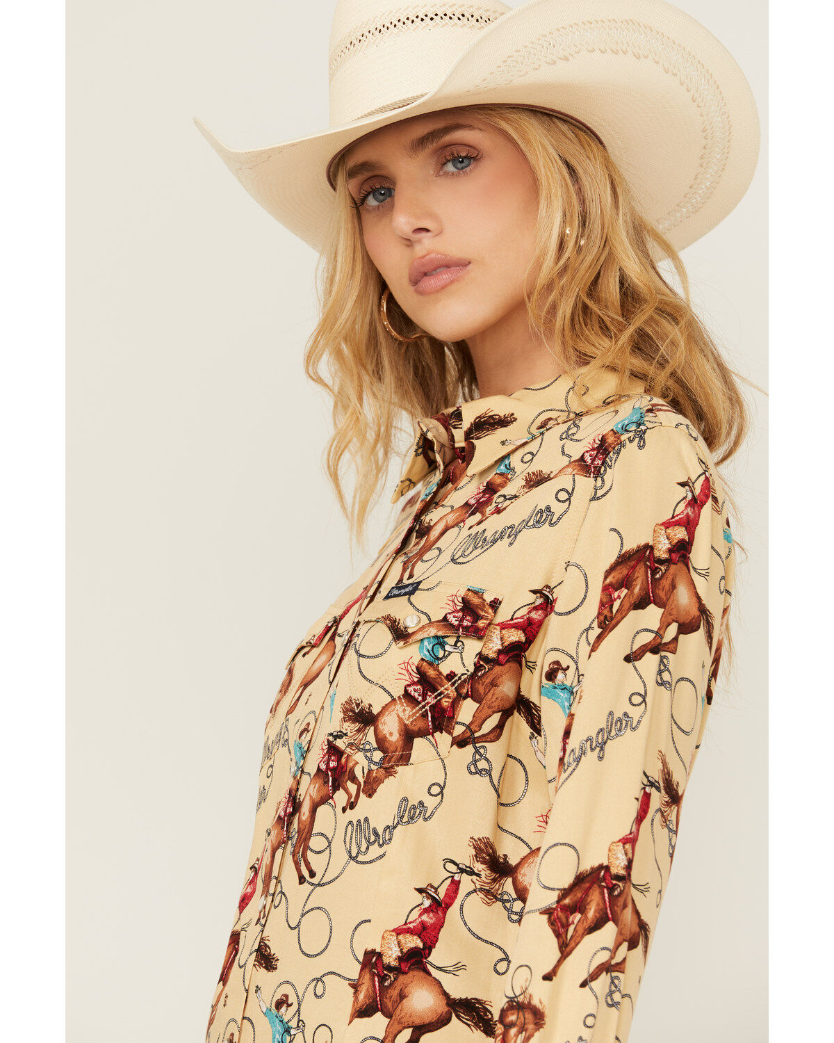 Wrangler Retro Women's Conversation Print Long Sleeve Snap Western Shirt