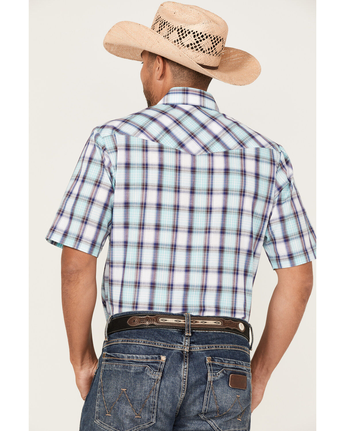 Roper Men's Classic Large Plaid Short Sleeve Pearl Snap Western Shirt