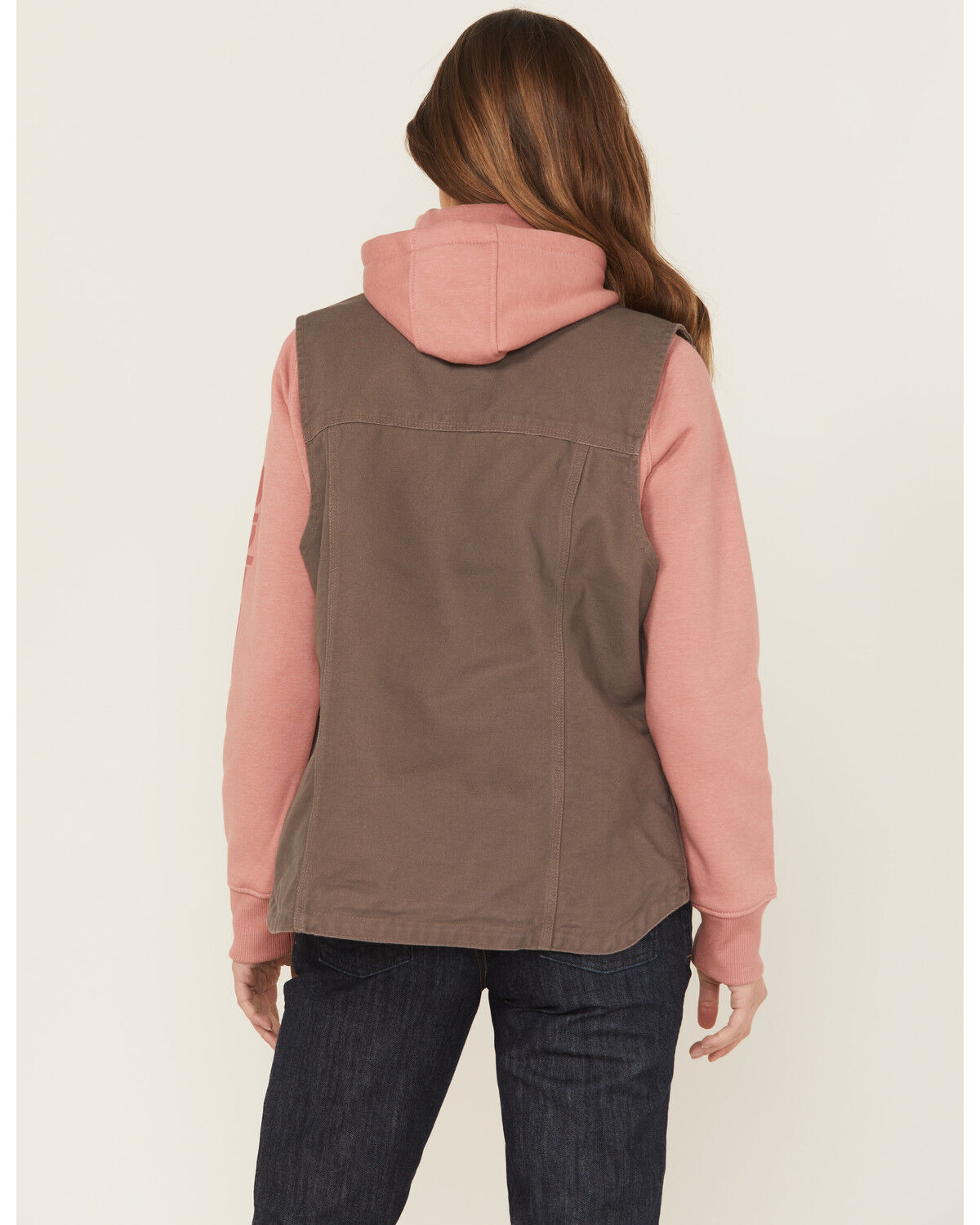 Carhartt Women's Taupe Washed Duck Sherpa Lined Vest