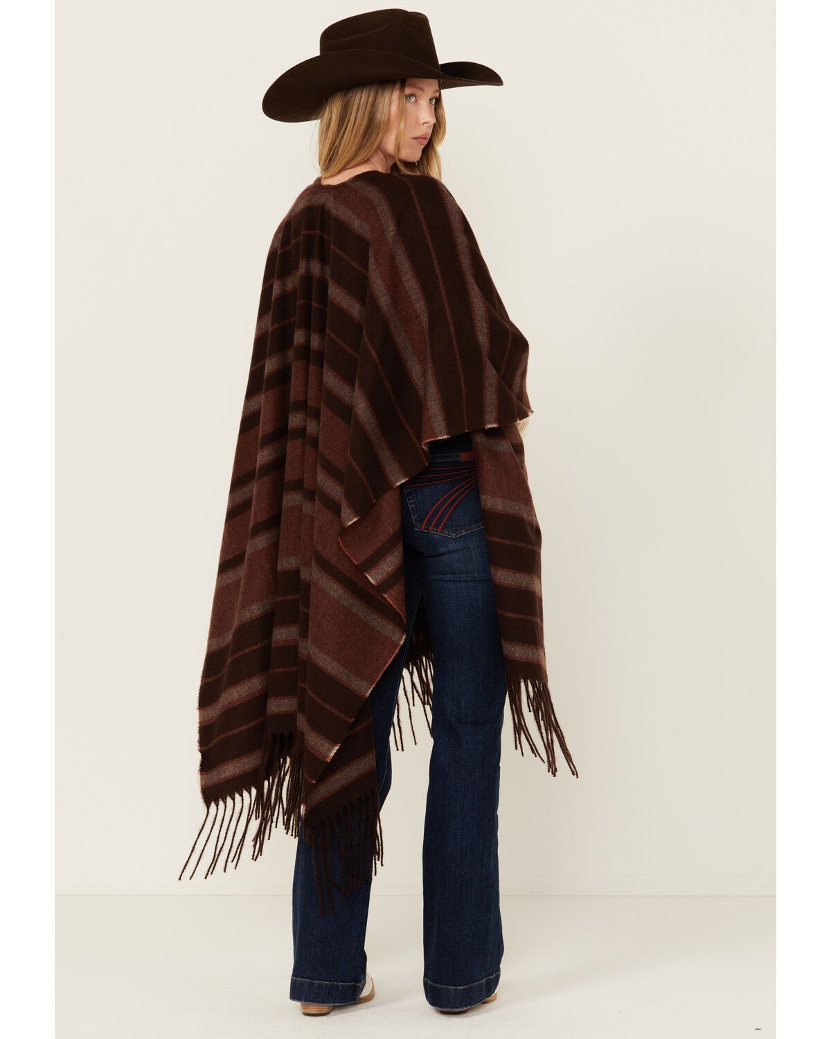 Shyanne Women's Striped Fringe Blanket Shawl