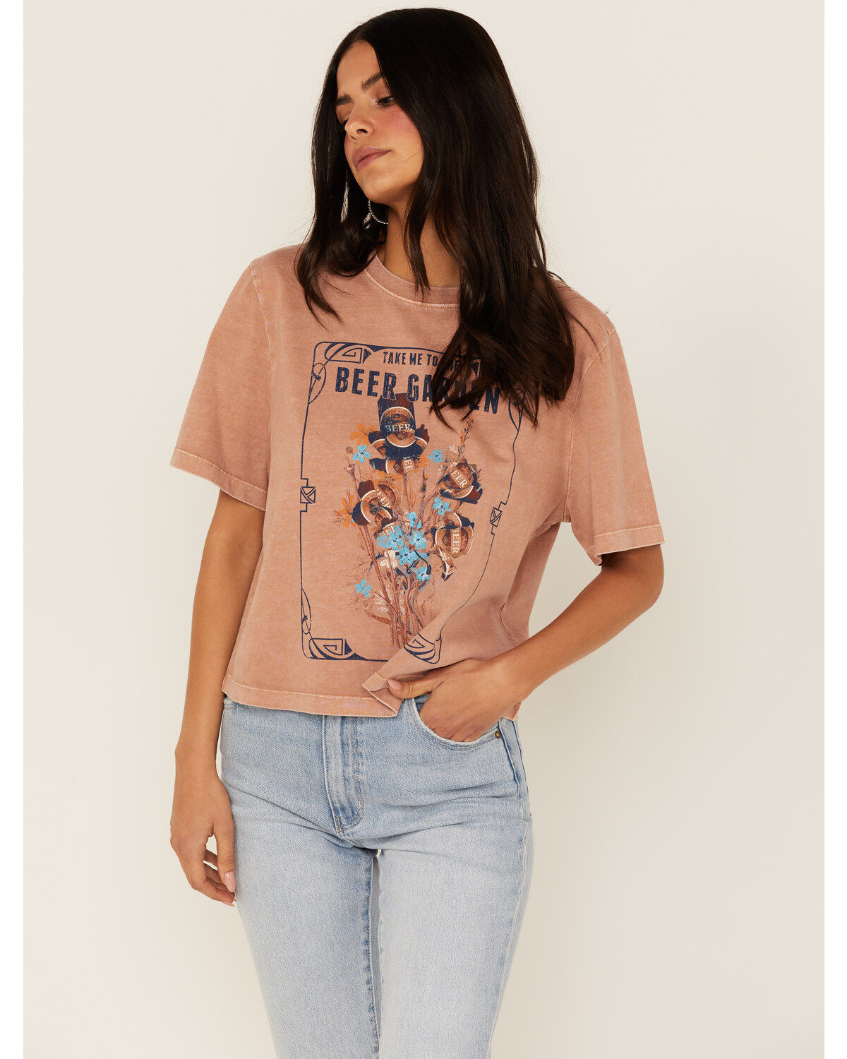 Cleo + Wolf Women's Beer Garden Graphic Boxy Crop Tee