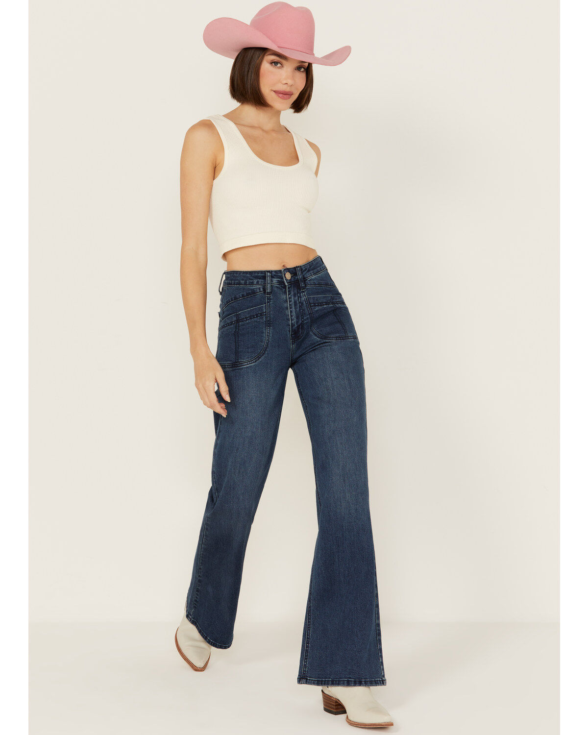 Rock & Roll Denim Women's Medium Wash High Rise Stretch Flare Jeans