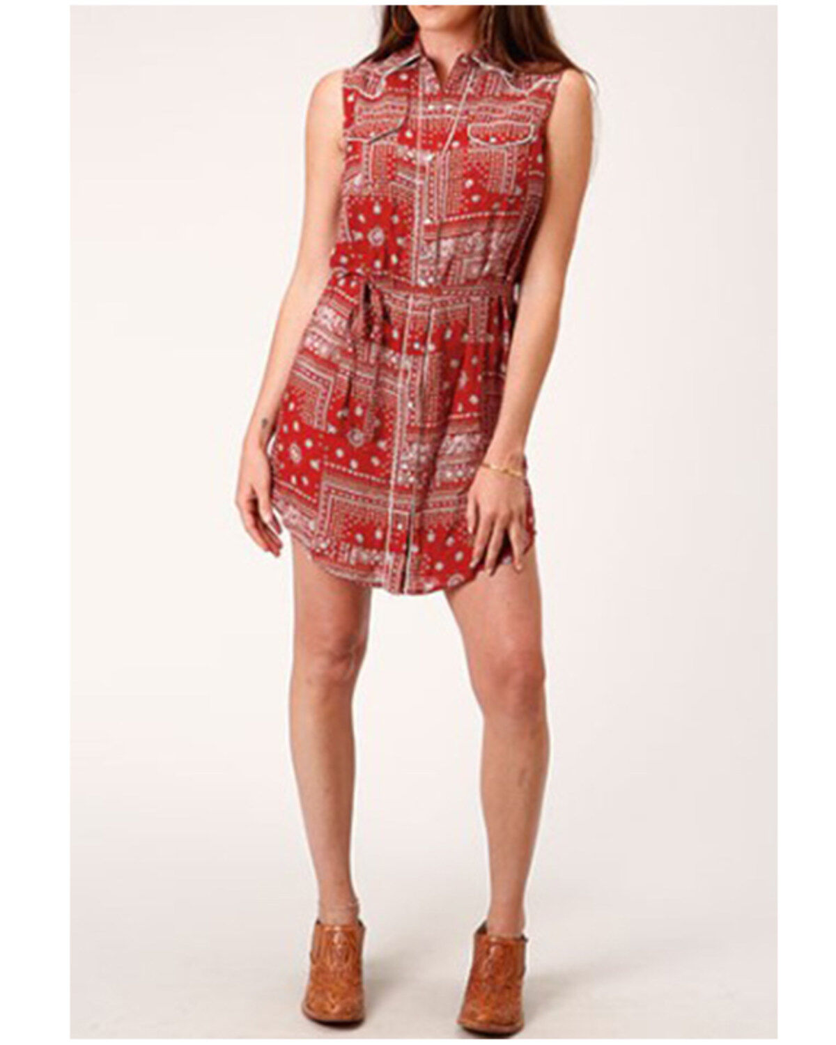 Stetson Women's Bandana Print Sleeveless Shirt Mini Dress