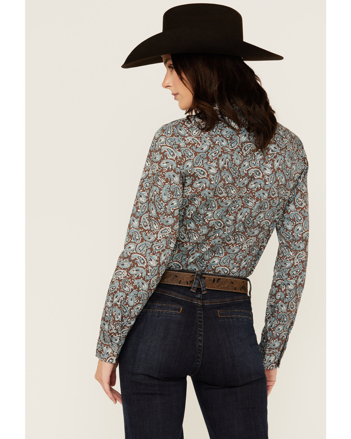 Roper Women's Paisley Print Long Sleeve Pearl Snap Western Shirt