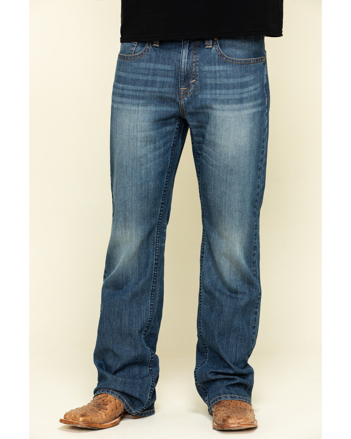 Cody James Men's Wolfstooth Medium Wash Relaxed Bootcut Stretch Denim Jeans