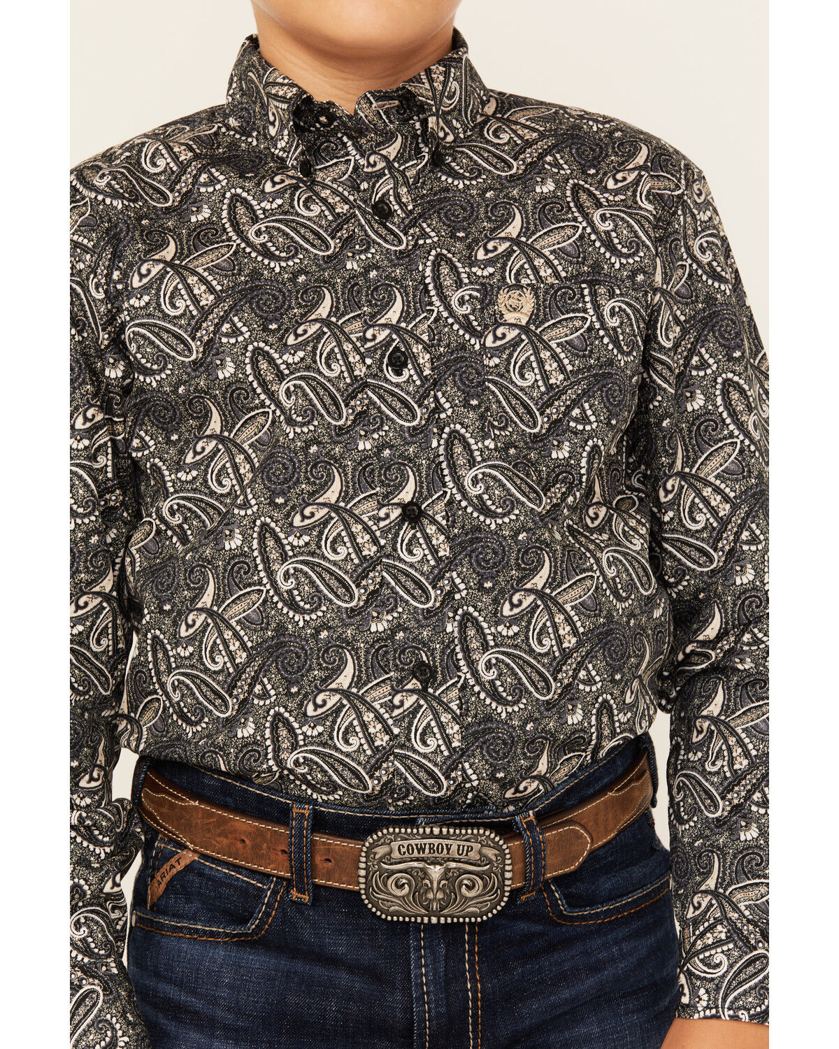 Cinch Boys' Paisley Print Long Sleeve Button-Down Western Shirt