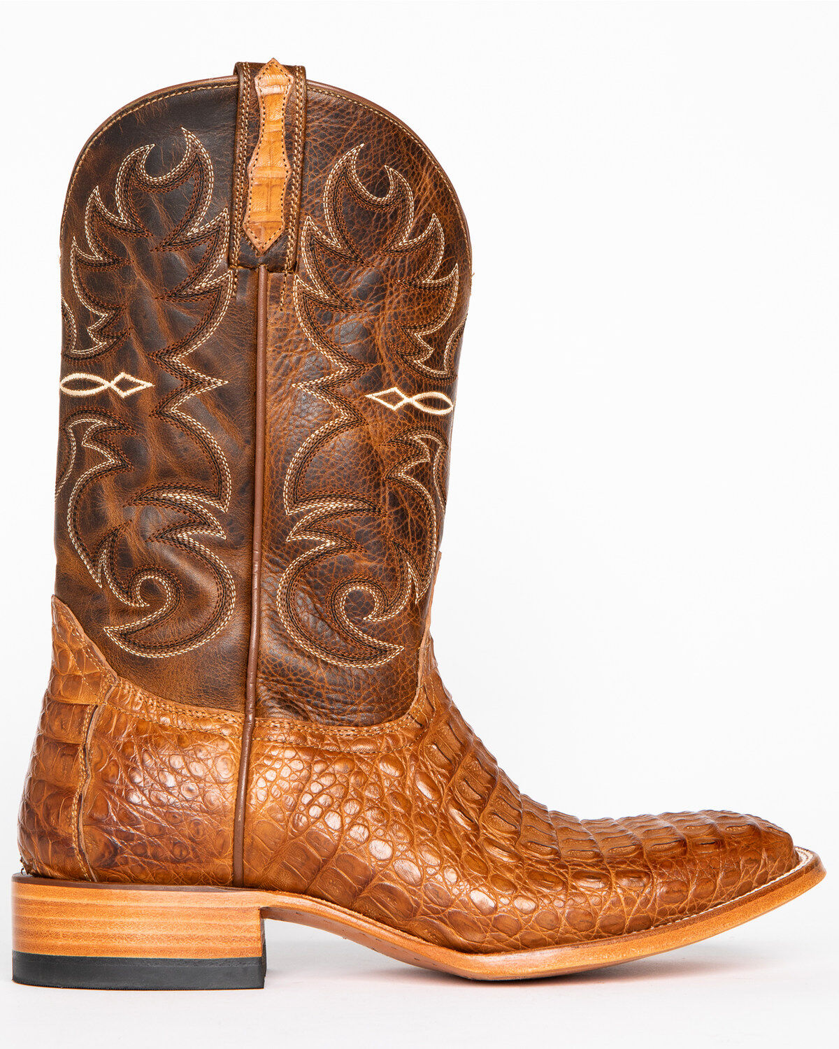 Cody James Men's Burnished Caiman Exotic Boots - Wide Square Toe