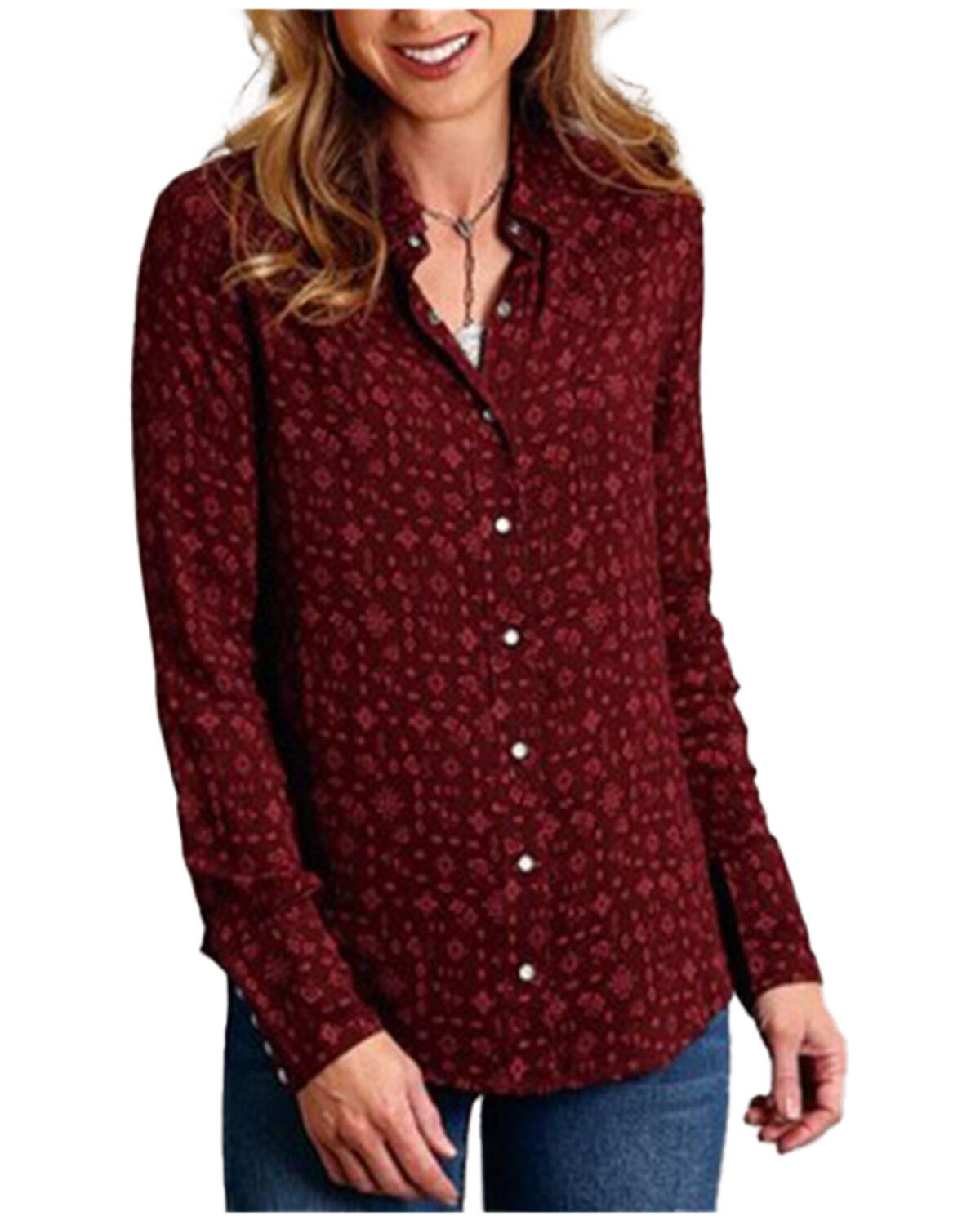 Stetson Women's Western Ditsy Printed Long Sleeve Snap Western Shirt