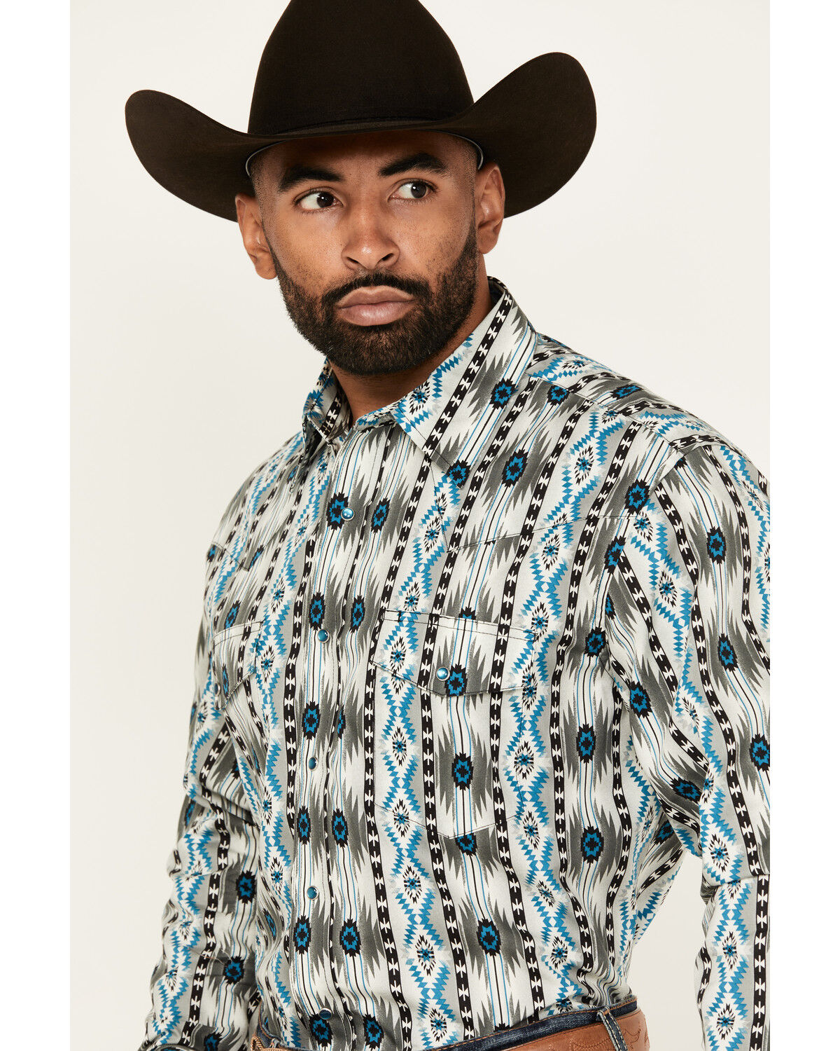 Wrangler Men's Checotah Southwestern Print Long Sleeve Snap Western Shirt - Tall