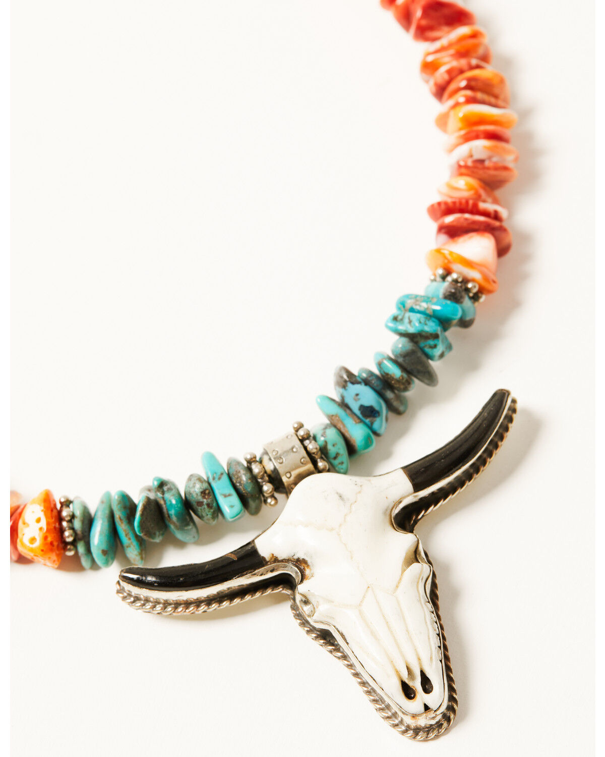 Paige Wallace Women's Longhorn Pendant Spiny Oyster and Turquoise Necklace