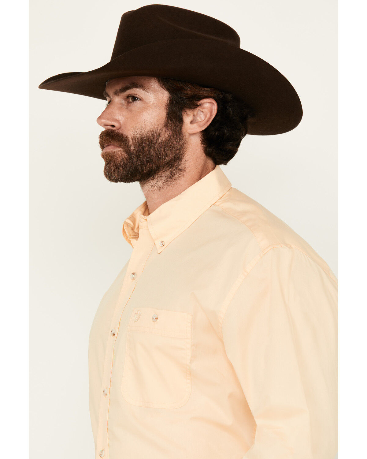 George Strait by Wrangler Men's Solid Long Sleeve Button-Down Stretch Western Shirt