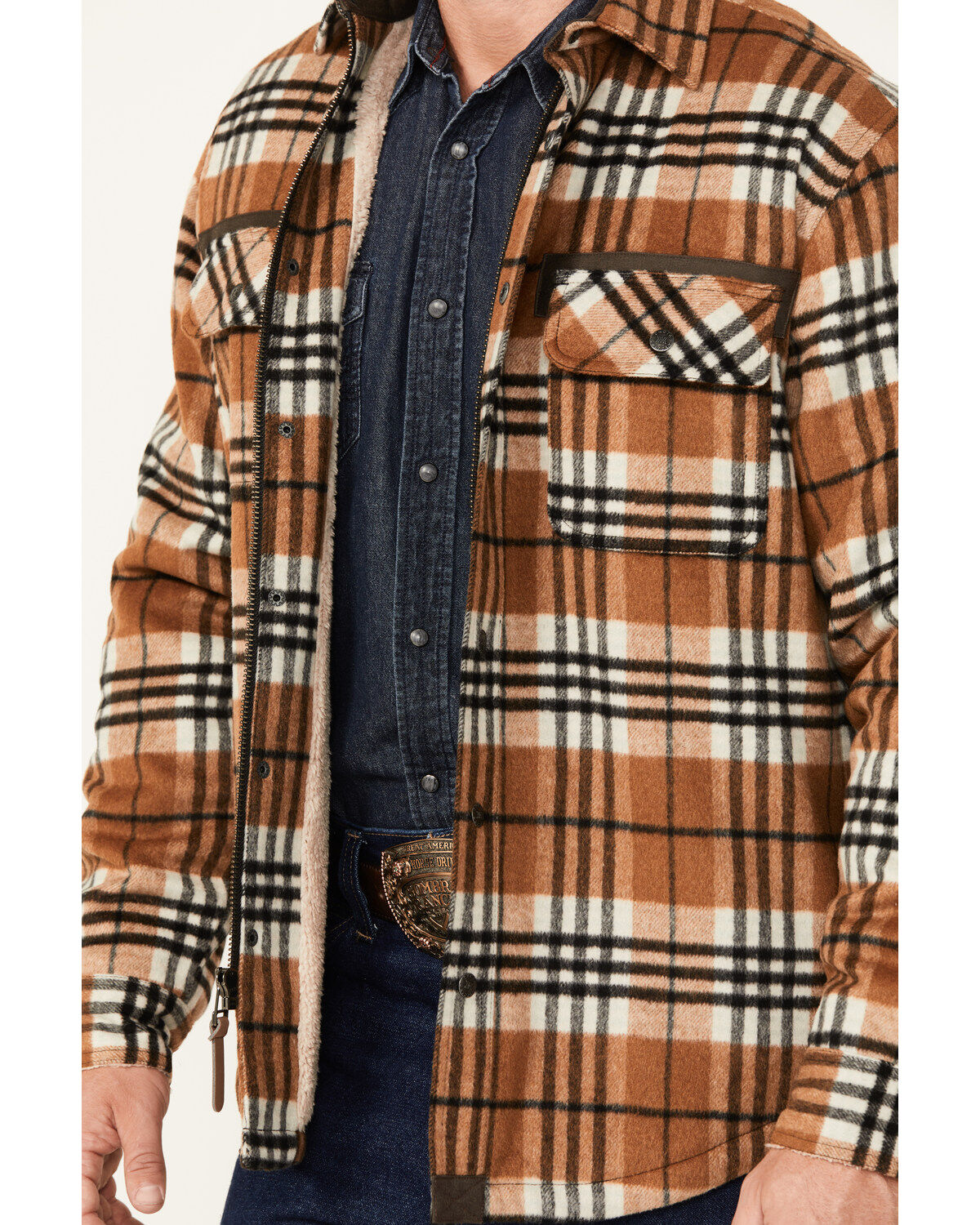 Dakota Grizzly Men's Plaid Burke Wool Sherpa Lined Zip Jacket